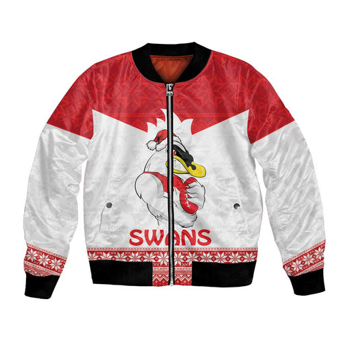AFL Sydney Christmas Personalised Bomber Jacket with Swans Mascot Simple Style