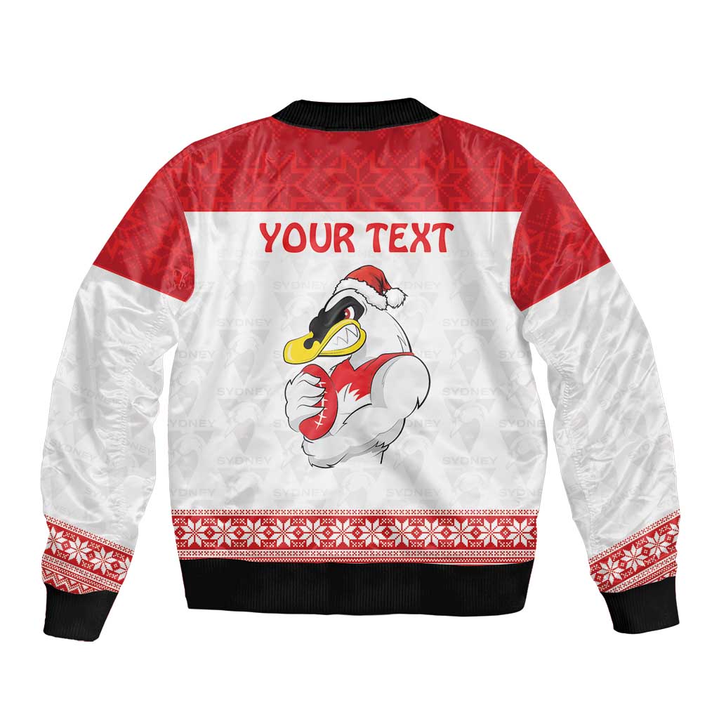 AFL Sydney Christmas Personalised Bomber Jacket with Swans Mascot Simple Style