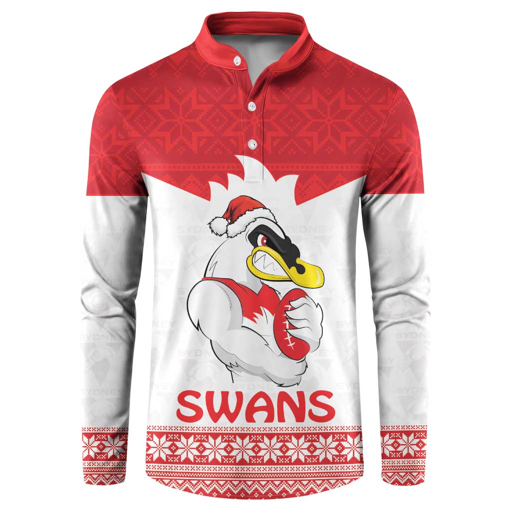AFL Sydney Christmas Personalised Button Sweatshirt with Swans Mascot Simple Style