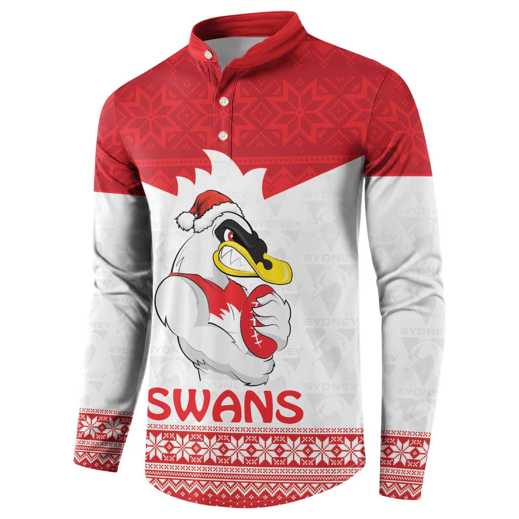 AFL Sydney Christmas Personalised Button Sweatshirt with Swans Mascot Simple Style