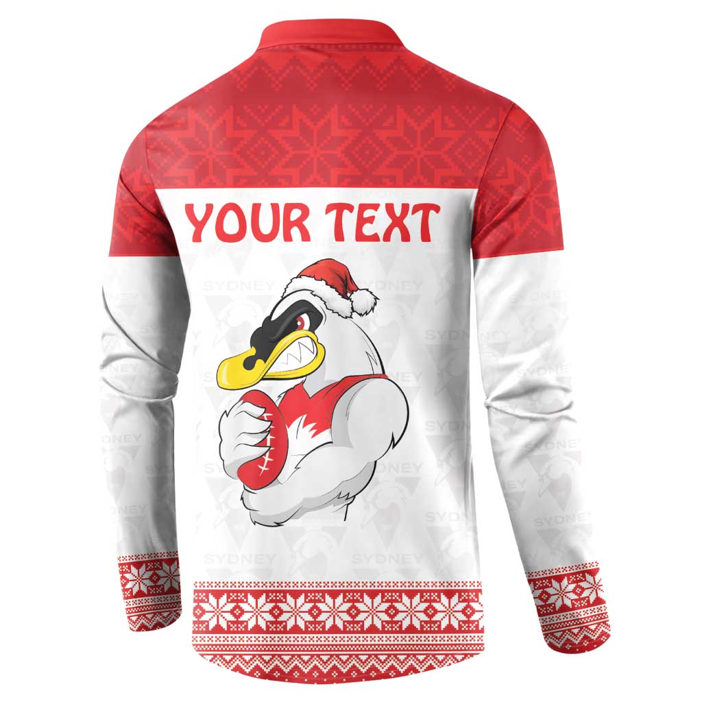 AFL Sydney Christmas Personalised Button Sweatshirt with Swans Mascot Simple Style
