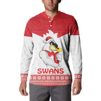 AFL Sydney Christmas Personalised Button Sweatshirt with Swans Mascot Simple Style