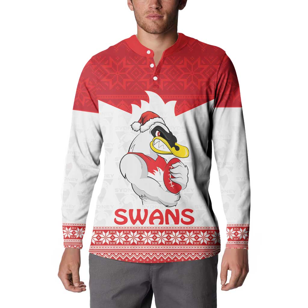 AFL Sydney Christmas Personalised Button Sweatshirt with Swans Mascot Simple Style