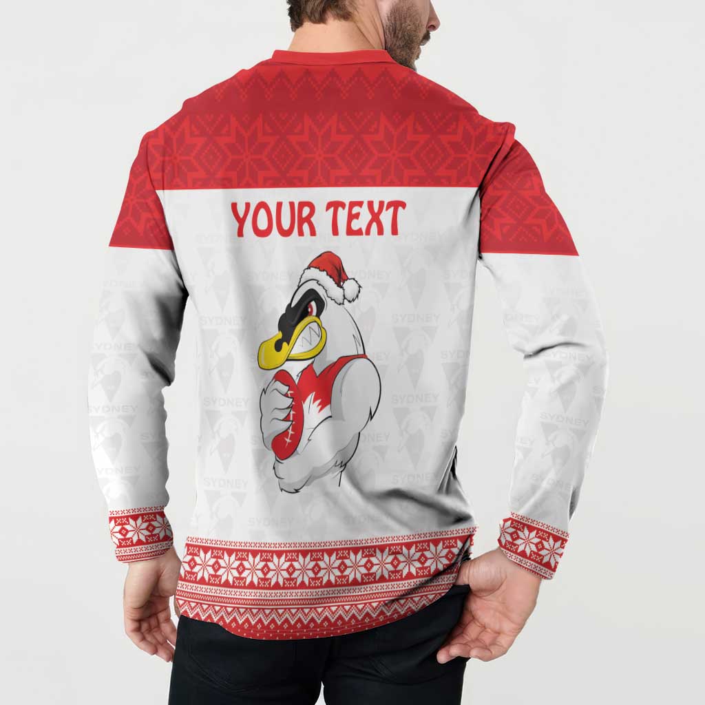 AFL Sydney Christmas Personalised Button Sweatshirt with Swans Mascot Simple Style
