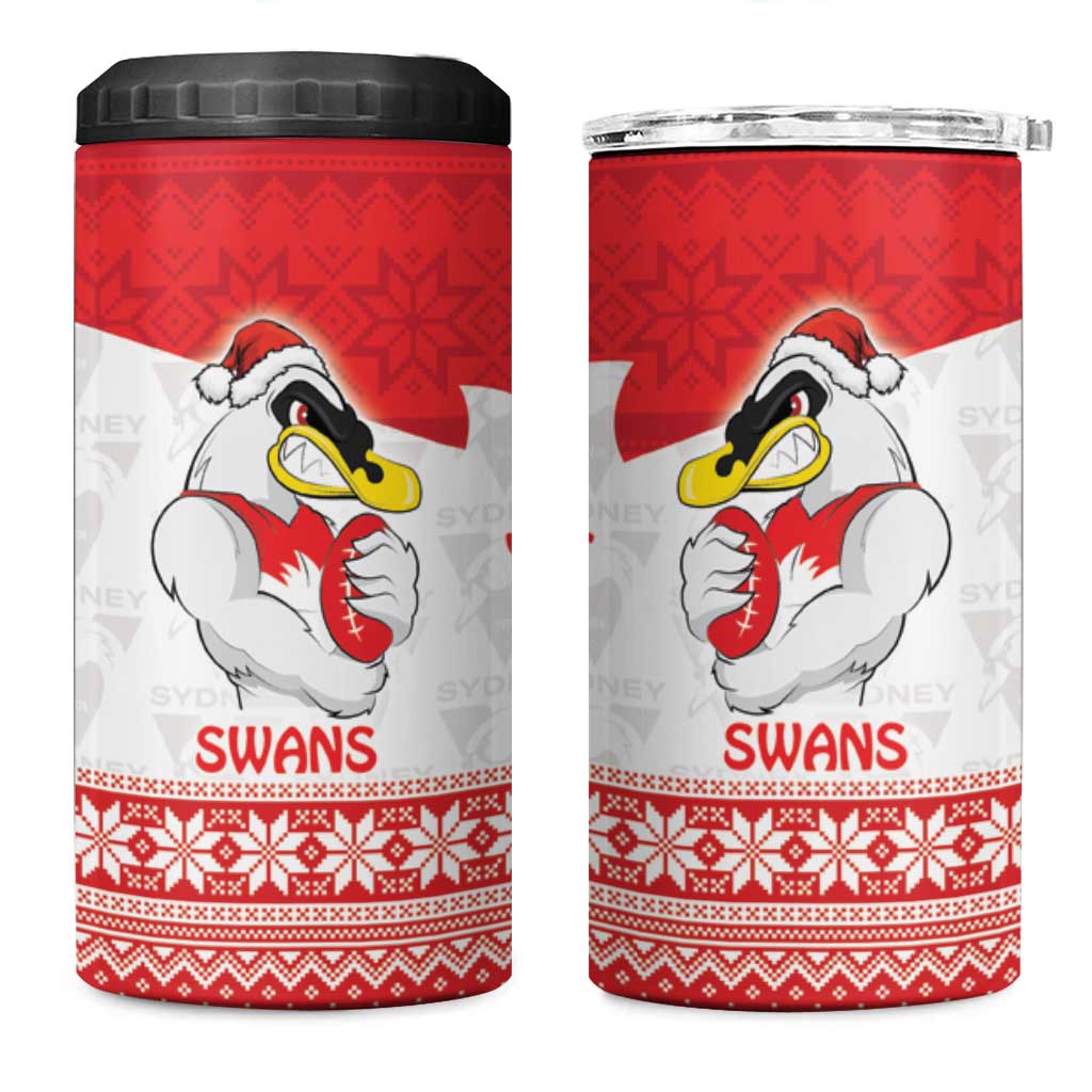 AFL Sydney Christmas Personalised 4 in 1 Can Cooler Tumbler with Swans Mascot Simple Style