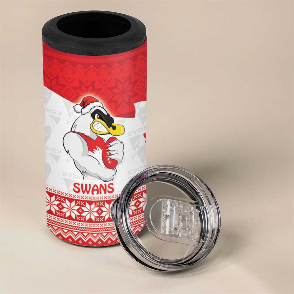 AFL Sydney Christmas Personalised 4 in 1 Can Cooler Tumbler with Swans Mascot Simple Style