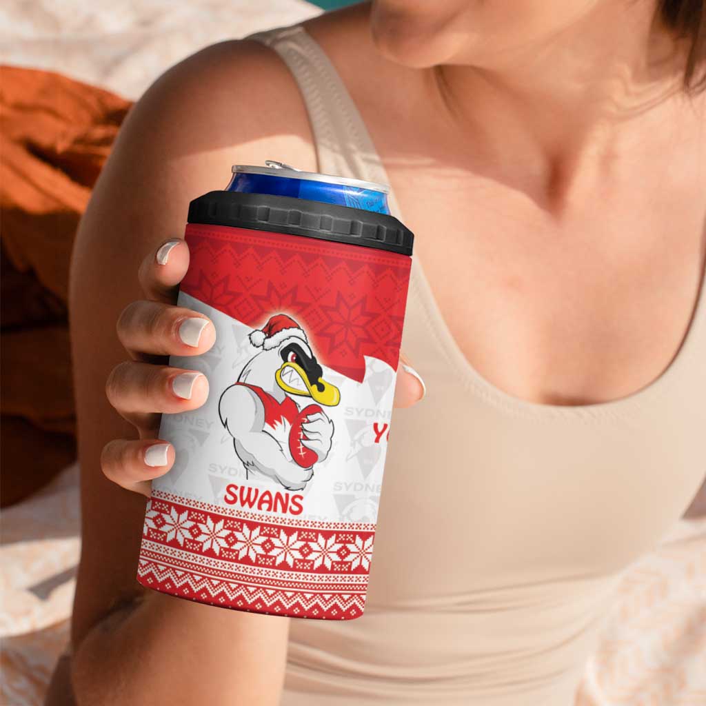 AFL Sydney Christmas Personalised 4 in 1 Can Cooler Tumbler with Swans Mascot Simple Style