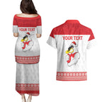AFL Sydney Christmas Personalised Couples Matching Puletasi and Hawaiian Shirt with Swans Mascot Simple Style