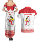 AFL Sydney Christmas Personalised Couples Matching Summer Maxi Dress and Hawaiian Shirt with Swans Mascot Simple Style