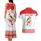 AFL Sydney Christmas Personalised Couples Matching Tank Maxi Dress and Hawaiian Shirt with Swans Mascot Simple Style
