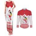 AFL Sydney Christmas Personalised Couples Matching Tank Maxi Dress and Long Sleeve Button Shirt with Swans Mascot Simple Style
