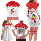 AFL Sydney Christmas Personalised Family Matching Long Sleeve Bodycon Dress and Hawaiian Shirt with Swans Mascot Simple Style