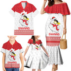 AFL Sydney Christmas Personalised Family Matching Mermaid Dress and Hawaiian Shirt with Swans Mascot Simple Style