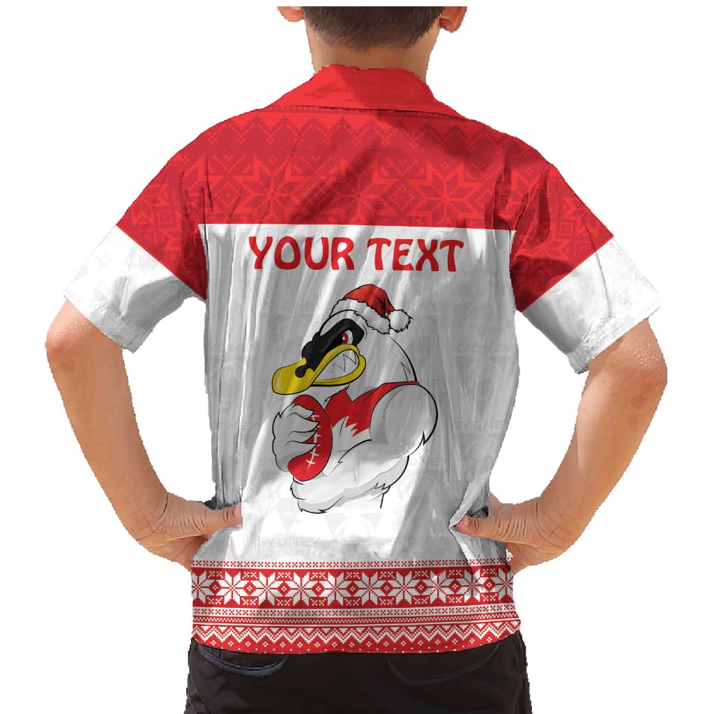 AFL Sydney Christmas Personalised Family Matching Mermaid Dress and Hawaiian Shirt with Swans Mascot Simple Style