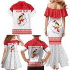 AFL Sydney Christmas Personalised Family Matching Mermaid Dress and Hawaiian Shirt with Swans Mascot Simple Style