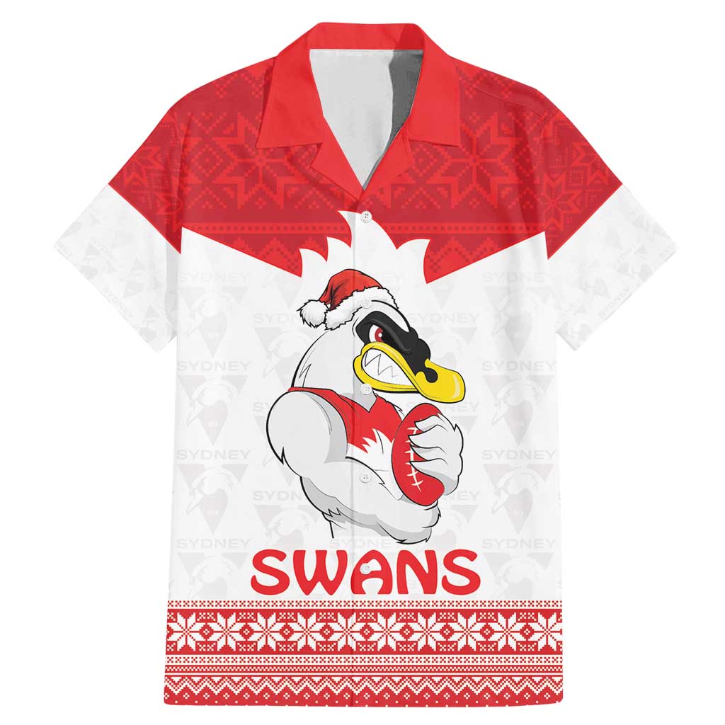 AFL Sydney Christmas Personalised Family Matching Mermaid Dress and Hawaiian Shirt with Swans Mascot Simple Style