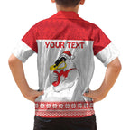 AFL Sydney Christmas Personalised Family Matching Off The Shoulder Long Sleeve Dress and Hawaiian Shirt with Swans Mascot Simple Style