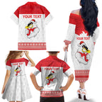 AFL Sydney Christmas Personalised Family Matching Off The Shoulder Long Sleeve Dress and Hawaiian Shirt with Swans Mascot Simple Style