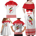 AFL Sydney Christmas Personalised Family Matching Off Shoulder Maxi Dress and Hawaiian Shirt with Swans Mascot Simple Style