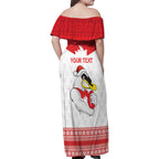 AFL Sydney Christmas Personalised Family Matching Off Shoulder Maxi Dress and Hawaiian Shirt with Swans Mascot Simple Style