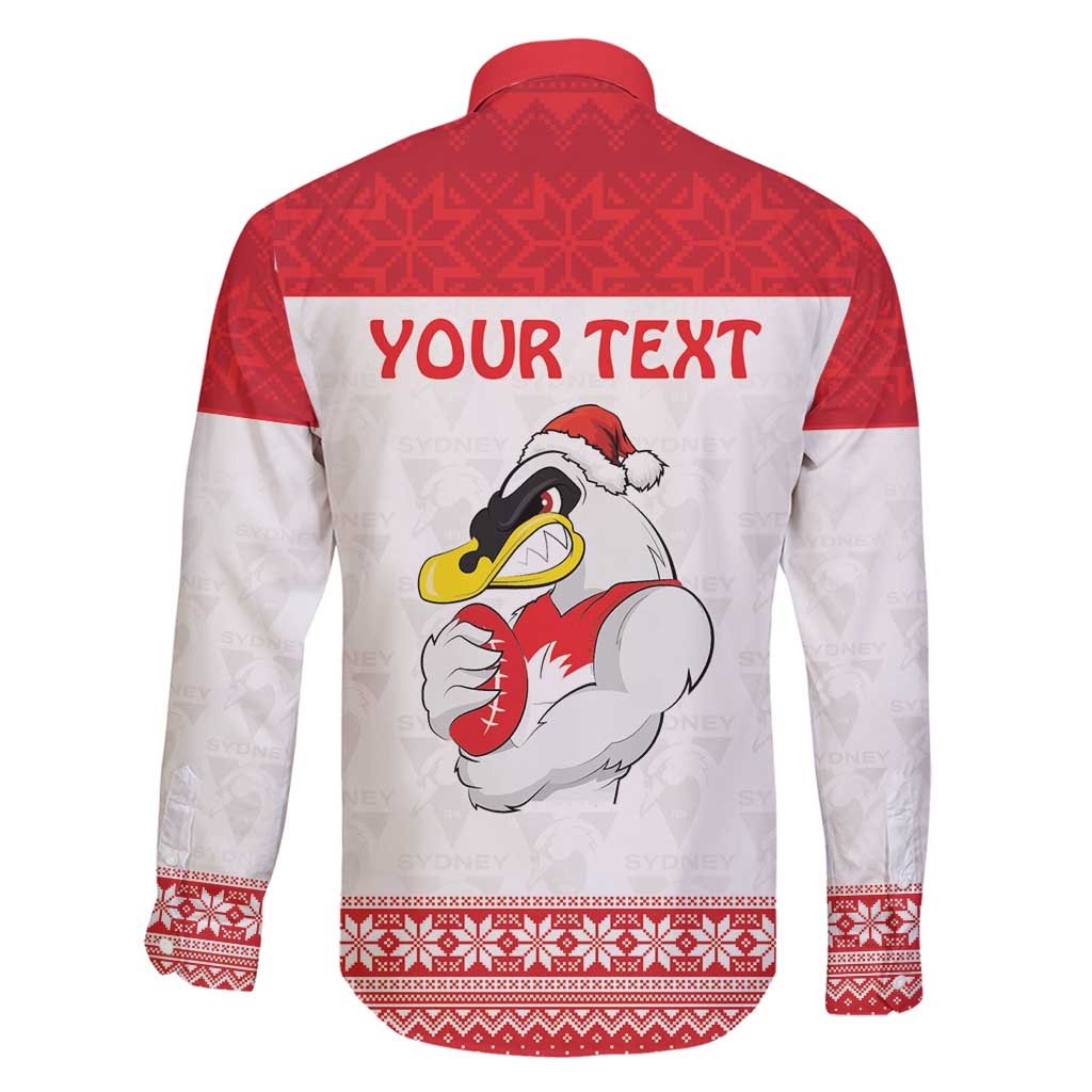 AFL Sydney Christmas Personalised Family Matching Off Shoulder Short Dress and Hawaiian Shirt with Swans Mascot Simple Style