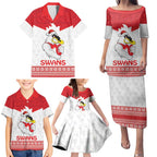 AFL Sydney Christmas Personalised Family Matching Puletasi and Hawaiian Shirt with Swans Mascot Simple Style