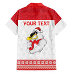 AFL Sydney Christmas Personalised Family Matching Short Sleeve Bodycon Dress and Hawaiian Shirt with Swans Mascot Simple Style
