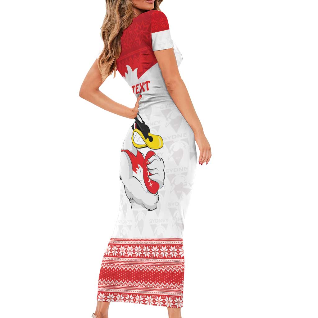 AFL Sydney Christmas Personalised Family Matching Short Sleeve Bodycon Dress and Hawaiian Shirt with Swans Mascot Simple Style