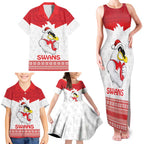 AFL Sydney Christmas Personalised Family Matching Tank Maxi Dress and Hawaiian Shirt with Swans Mascot Simple Style