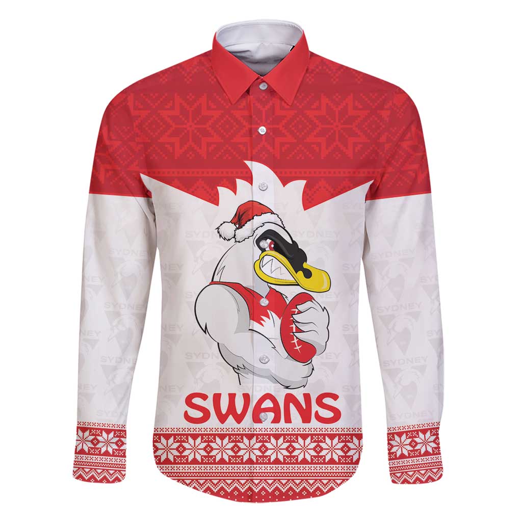 AFL Sydney Christmas Personalised Family Matching Tank Maxi Dress and Hawaiian Shirt with Swans Mascot Simple Style