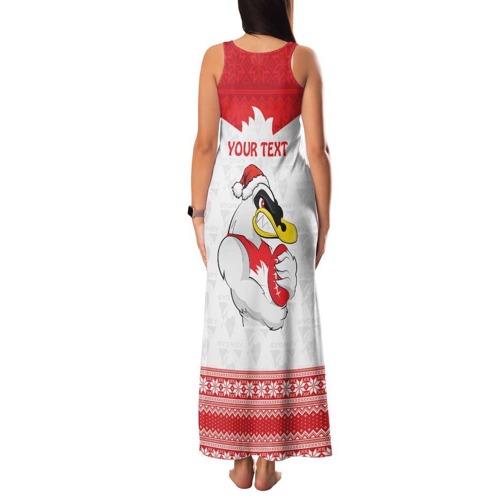 AFL Sydney Christmas Personalised Family Matching Tank Maxi Dress and Hawaiian Shirt with Swans Mascot Simple Style