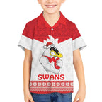 AFL Sydney Christmas Personalised Family Matching Tank Maxi Dress and Hawaiian Shirt with Swans Mascot Simple Style