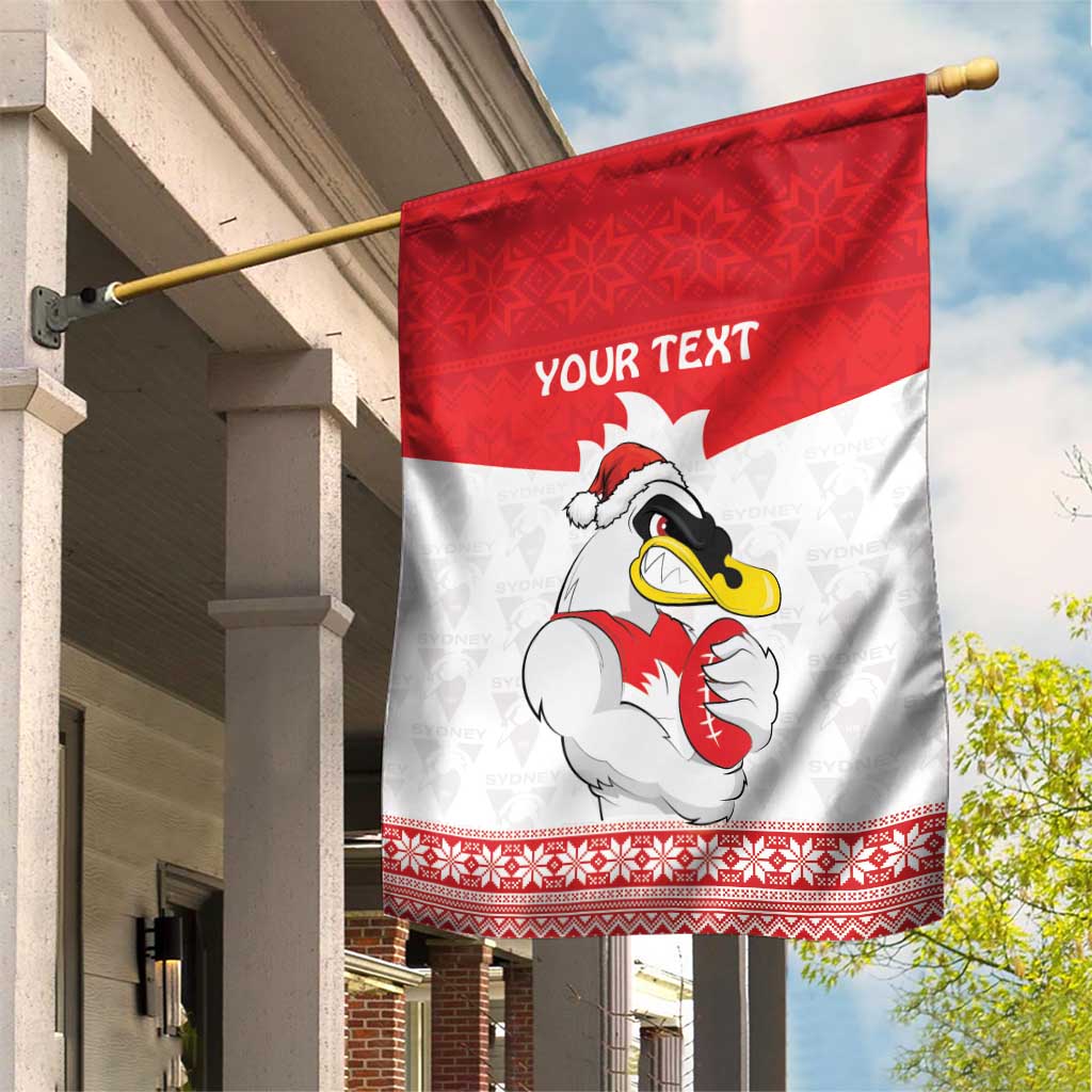 AFL Sydney Christmas Personalised Garden Flag with Swans Mascot Simple Style