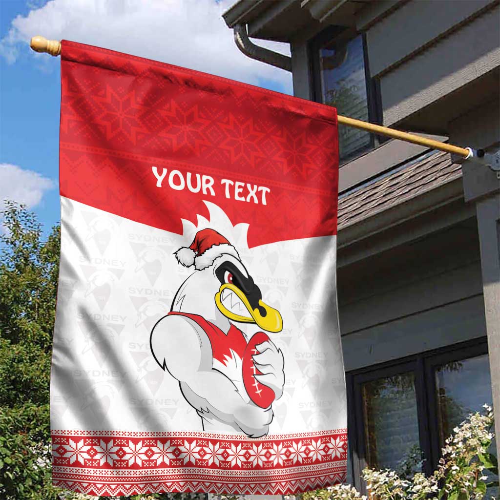 AFL Sydney Christmas Personalised Garden Flag with Swans Mascot Simple Style