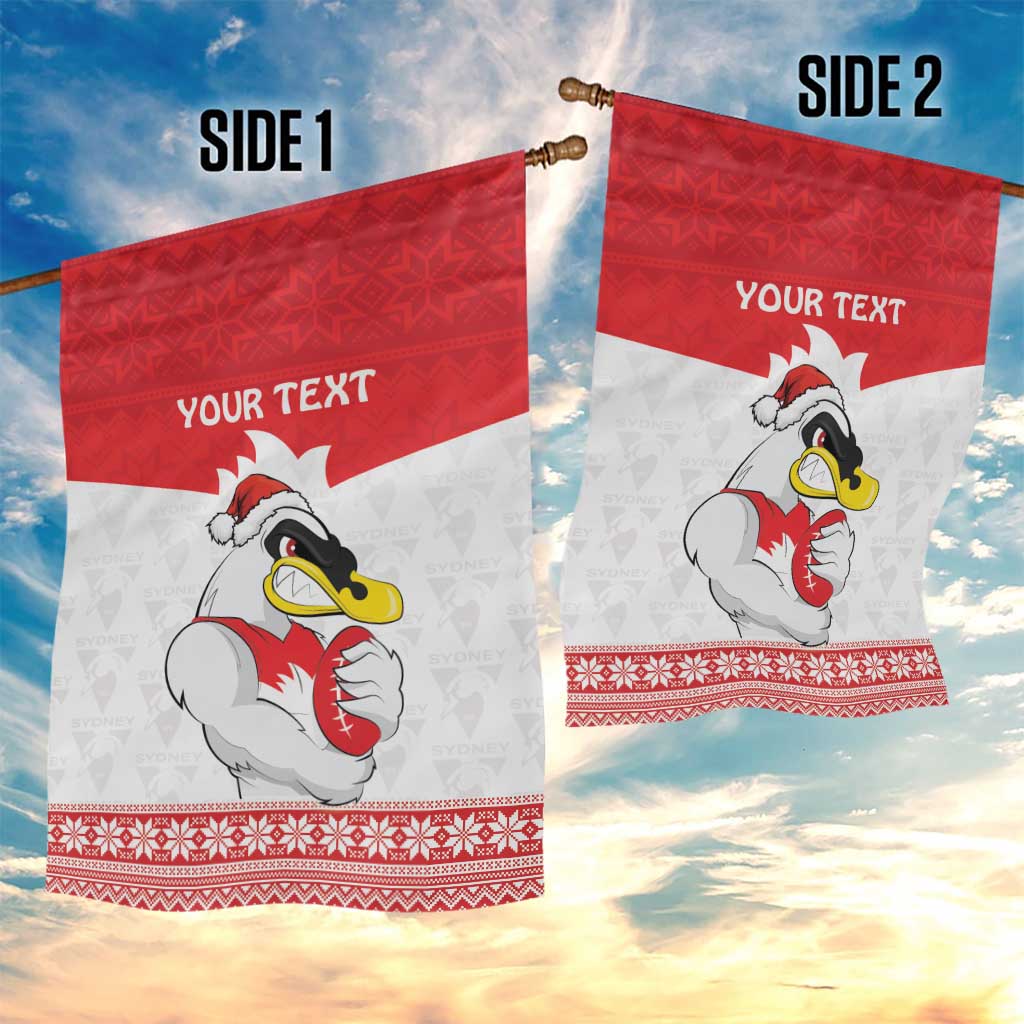 AFL Sydney Christmas Personalised Garden Flag with Swans Mascot Simple Style