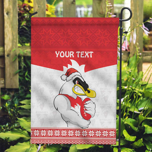 AFL Sydney Christmas Personalised Garden Flag with Swans Mascot Simple Style