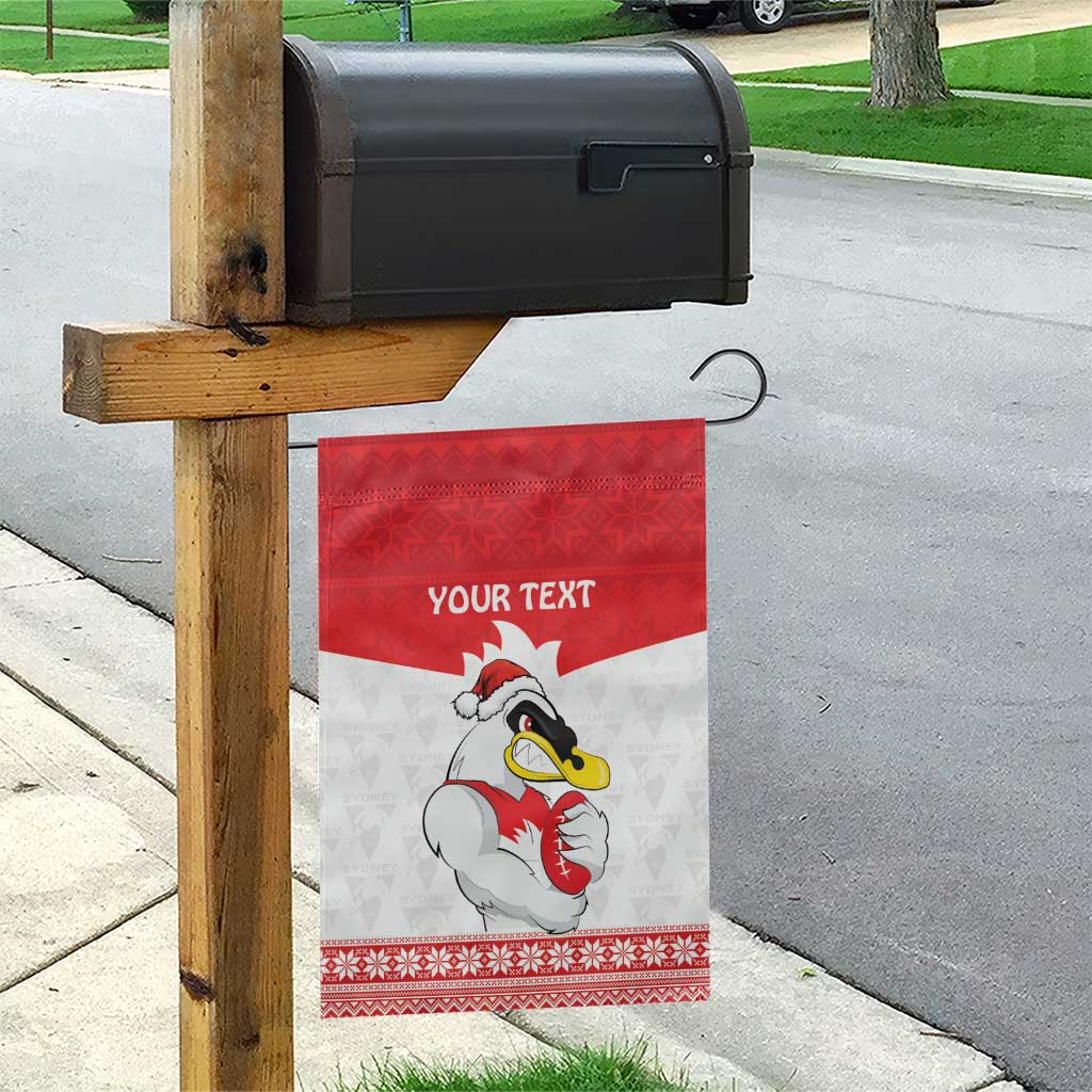 AFL Sydney Christmas Personalised Garden Flag with Swans Mascot Simple Style