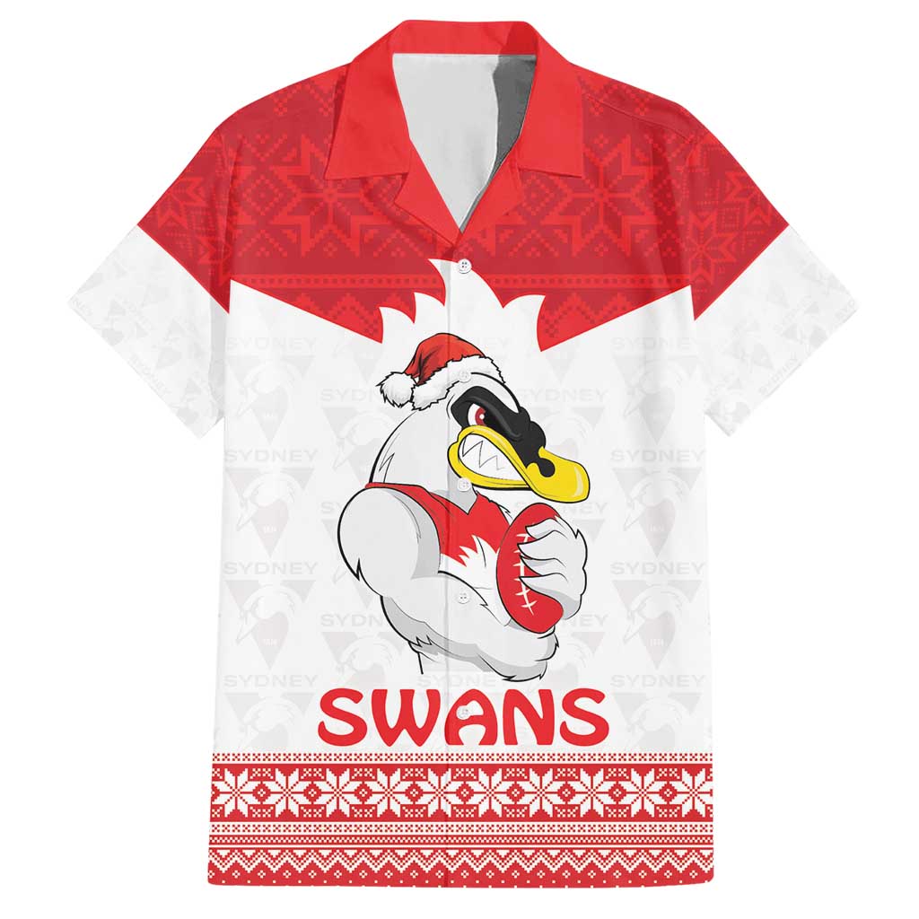 AFL Sydney Christmas Personalised Hawaiian Shirt with Swans Mascot Simple Style