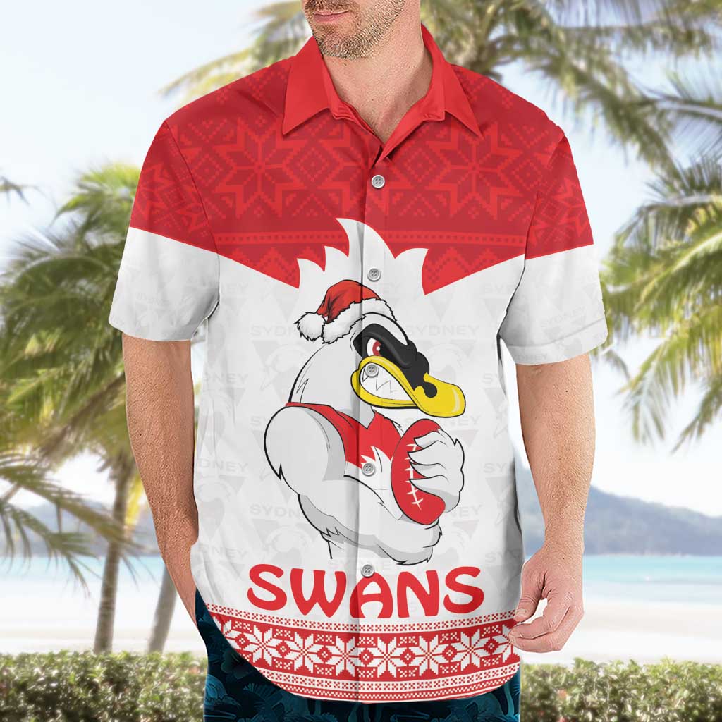 AFL Sydney Christmas Personalised Hawaiian Shirt with Swans Mascot Simple Style