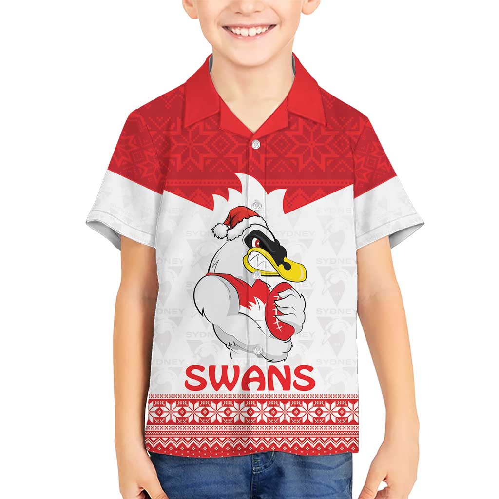 AFL Sydney Christmas Personalised Hawaiian Shirt with Swans Mascot Simple Style