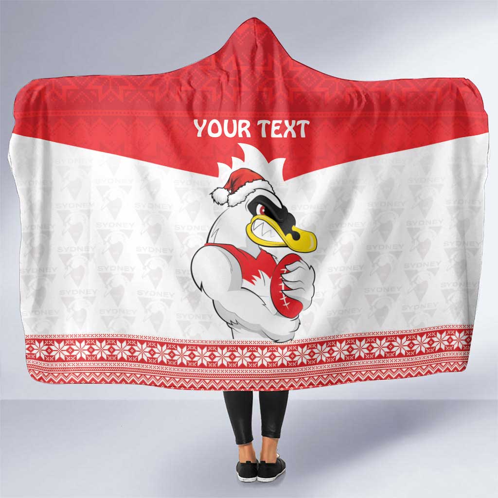 AFL Sydney Christmas Personalised Hooded Blanket with Swans Mascot Simple Style