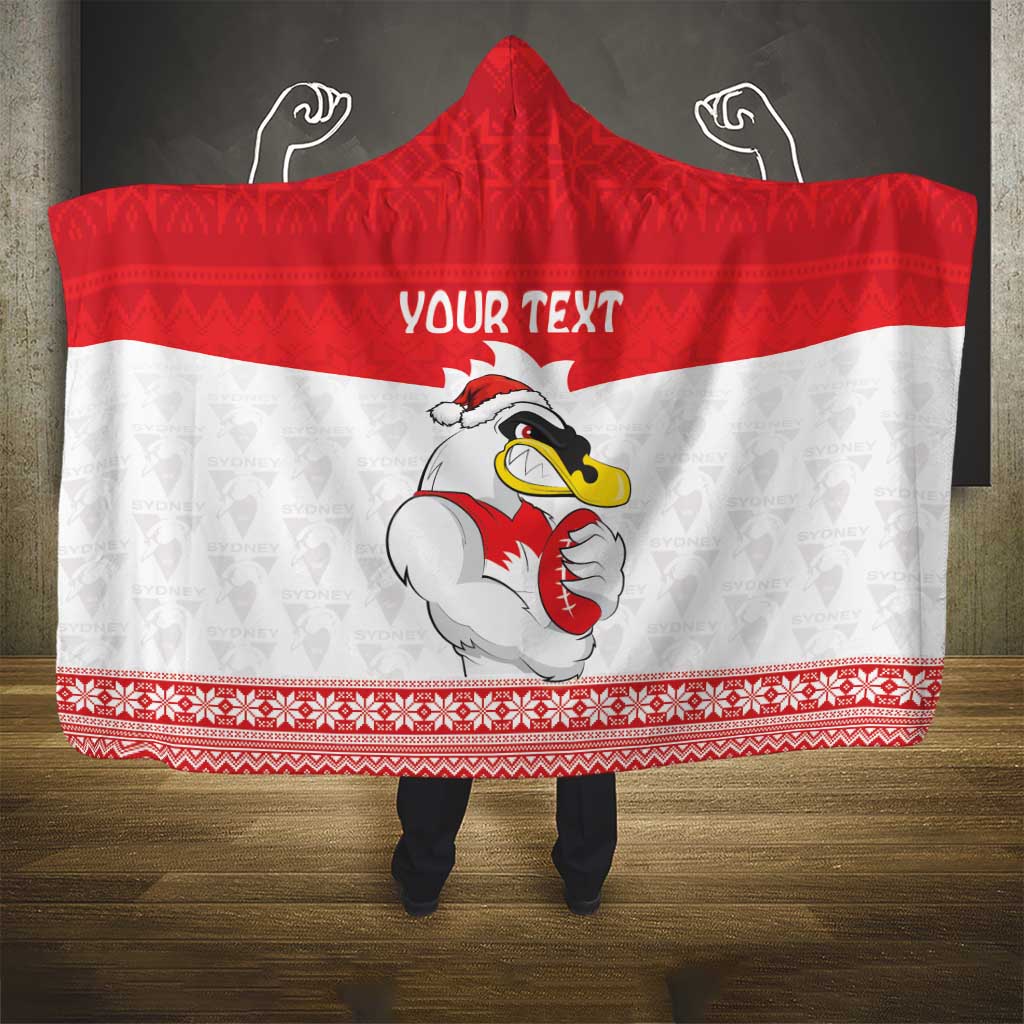 AFL Sydney Christmas Personalised Hooded Blanket with Swans Mascot Simple Style