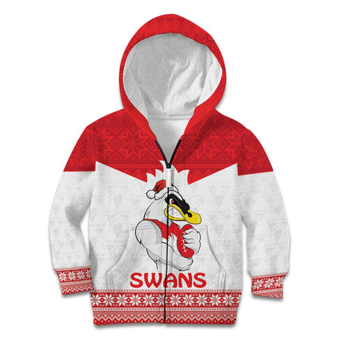 AFL Sydney Christmas Personalised Kid Hoodie with Swans Mascot Simple Style