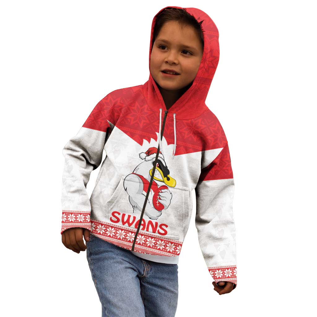 AFL Sydney Christmas Personalised Kid Hoodie with Swans Mascot Simple Style