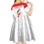 AFL Sydney Christmas Personalised Kid Short Sleeve Dress with Swans Mascot Simple Style