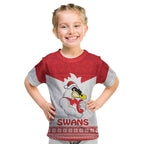 AFL Sydney Christmas Personalised Kid T Shirt with Swans Mascot Simple Style
