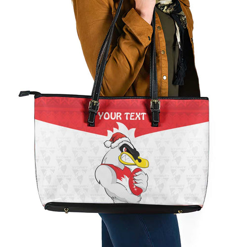 AFL Sydney Christmas Personalised Leather Tote Bag with Swans Mascot Simple Style