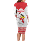 AFL Sydney Christmas Personalised Long Sleeve Bodycon Dress with Swans Mascot Simple Style