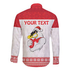 AFL Sydney Christmas Personalised Long Sleeve Button Shirt with Swans Mascot Simple Style