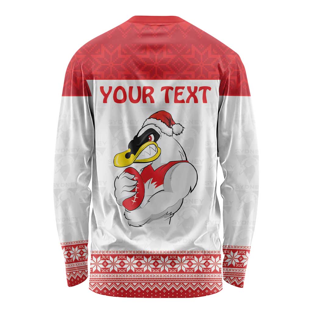AFL Sydney Christmas Personalised Long Sleeve Shirt with Swans Mascot Simple Style